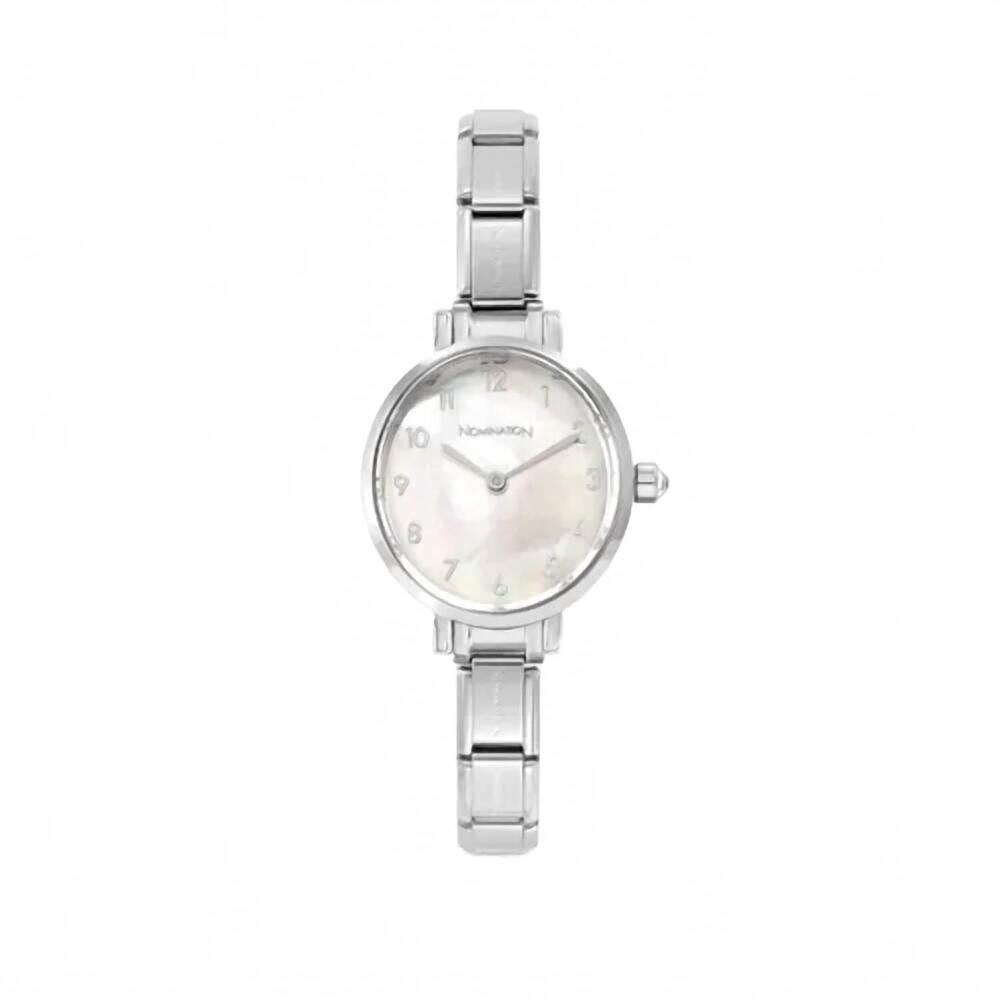 NEW NOMINATION women's oval mother of pearl watch in silver/ white
